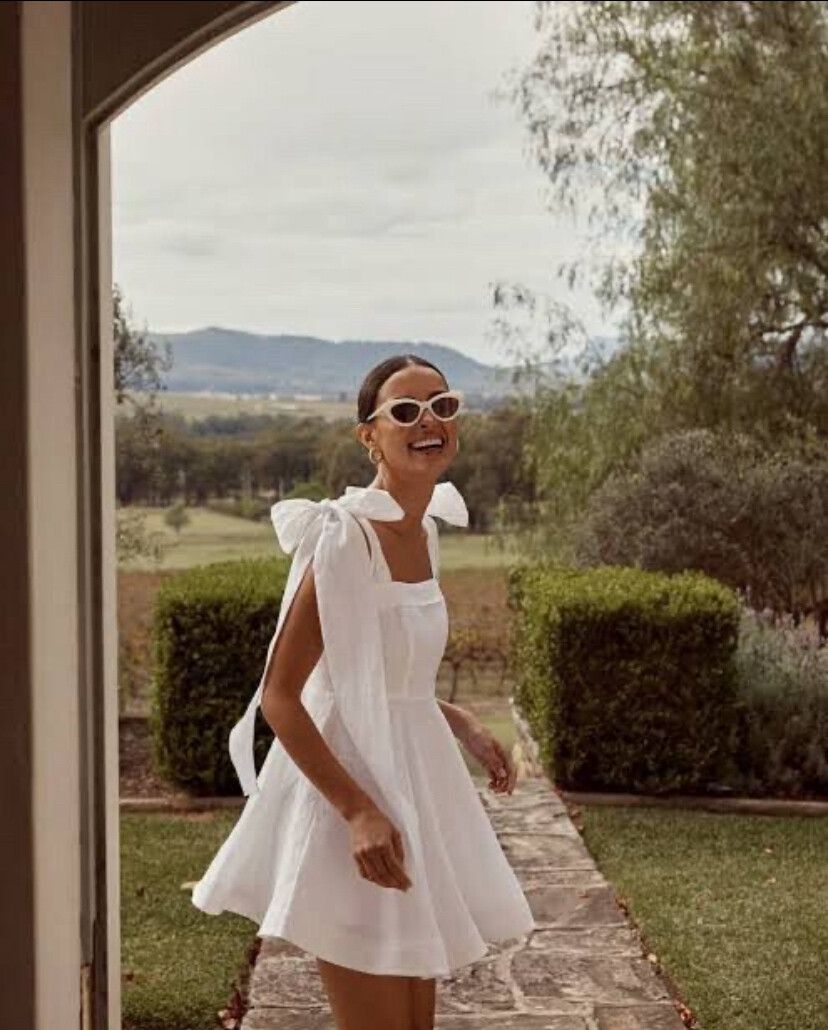 Dissh Aisle Linen Bow Mini Dress