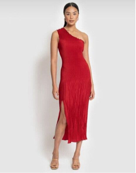 strapless open back dress Grey Racheal One Shoulder Midi Dress