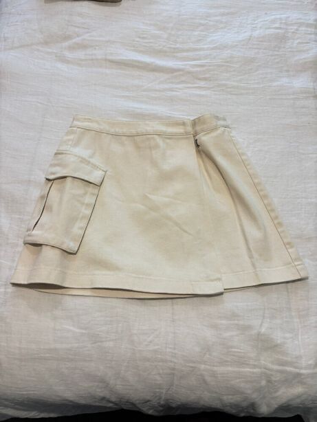 I Love Ugly Beige rap mini skirt