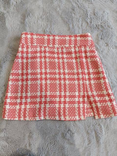 Pink And White Tweed Skirt