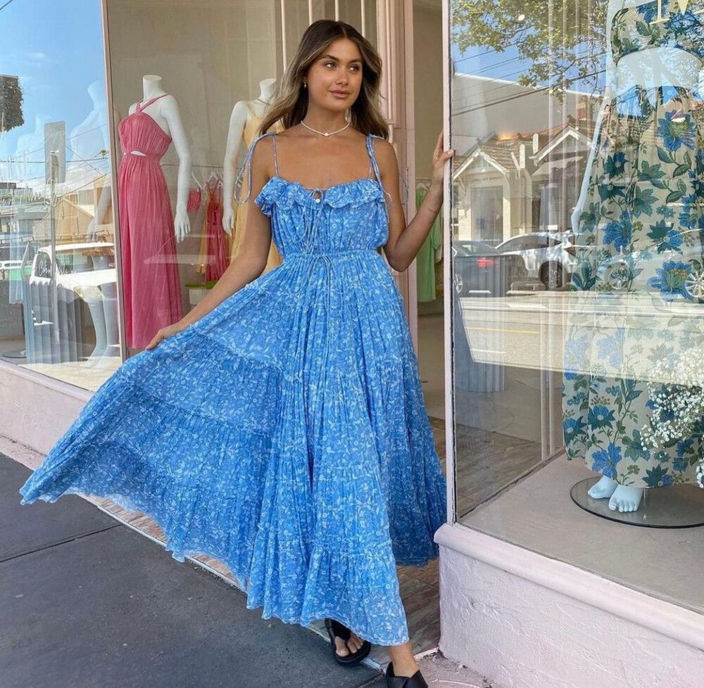 Coco & Lola - Palm Noosa - Love Dress In Blue Garden on Designer Wardrobe