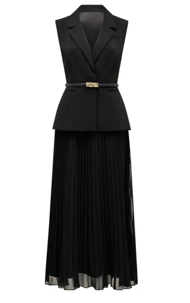 Lana Pleated Vest Maxi Dress