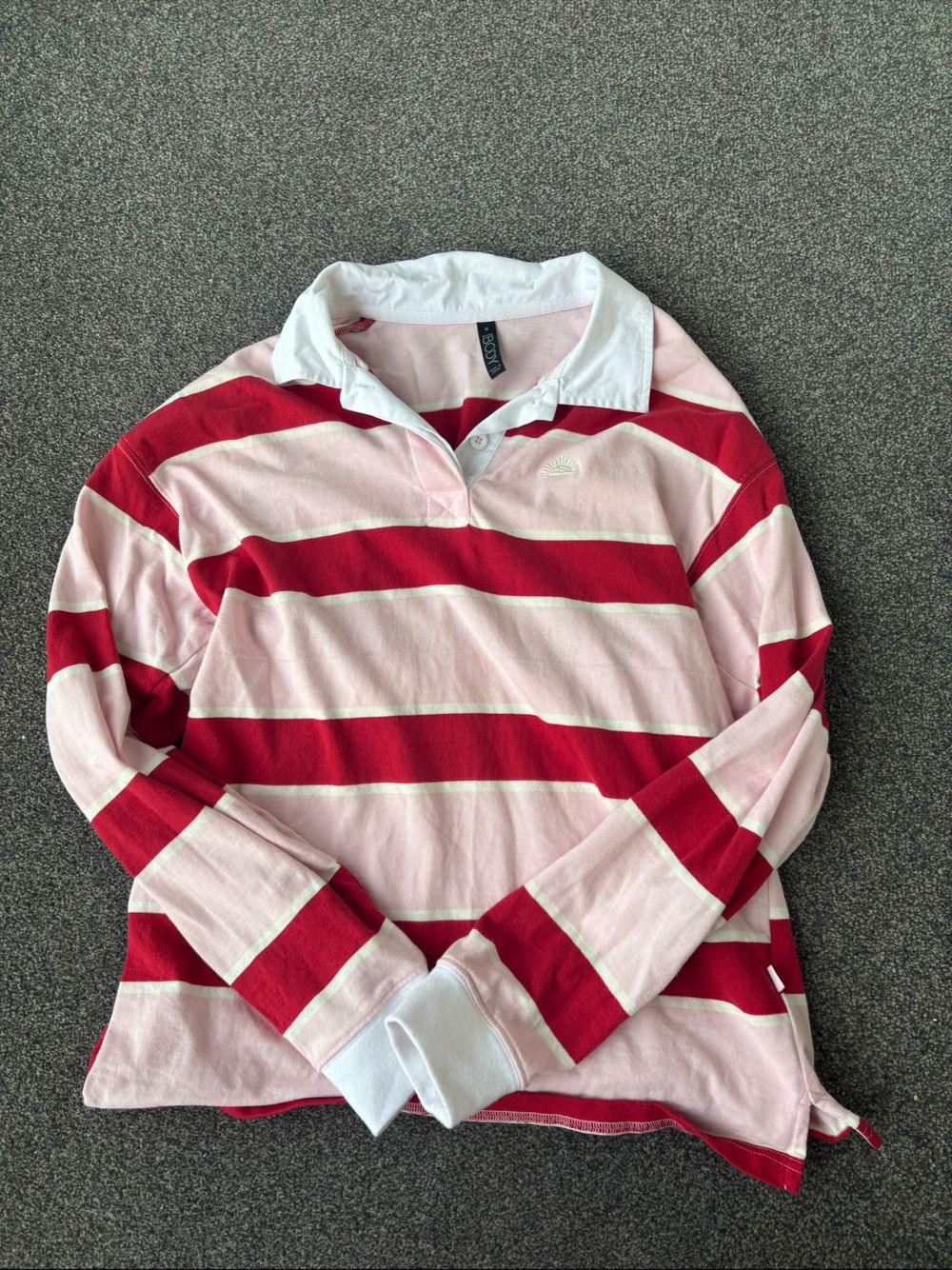 Cotton on body long-sleeve striped polo shirt