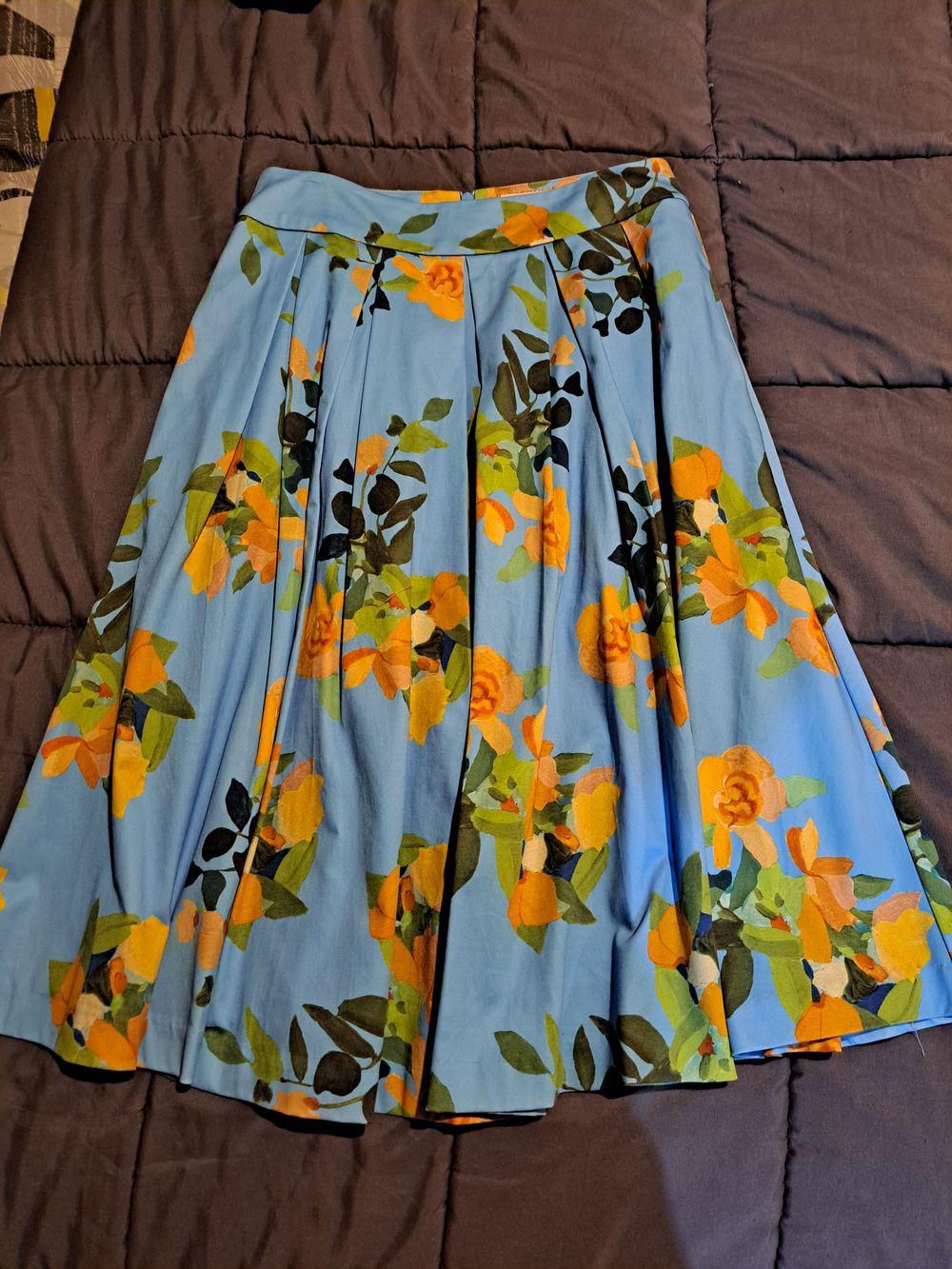 Review Blue Orange Floral Skirt
