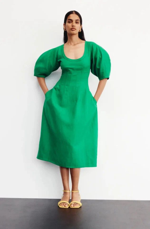 green emerald velvet dress Oroton One Shoulder Gathered Dress