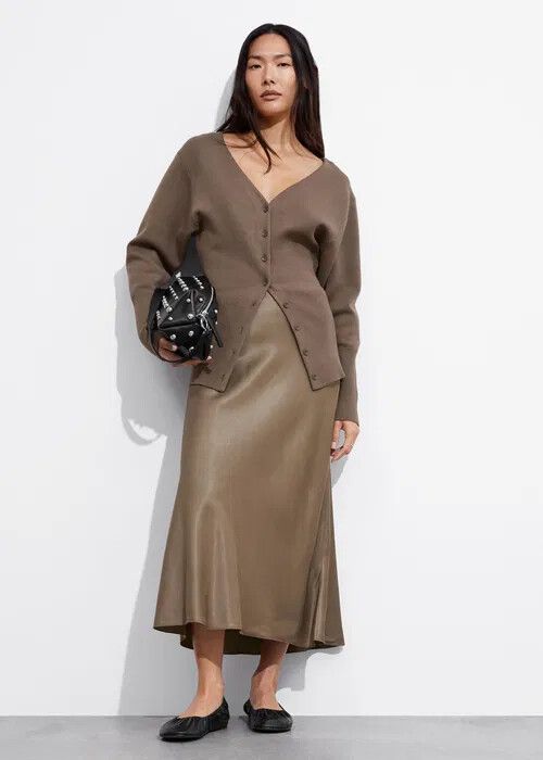 & Other Stories satin slip midi skirt