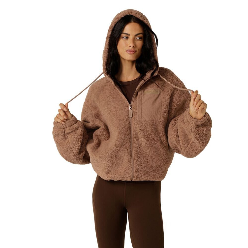 Lorna Jane Womens Teddy Fleece Zip Thru Full Zip Hoodie