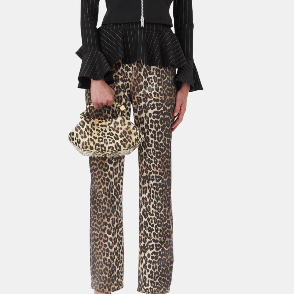 Ganni Leopard Print Bootcut Jeans