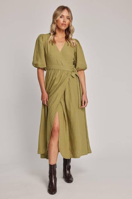 MAX - Linen Wrap Dress on Designer Wardrobe MAX - Linen Wrap Dress on Designer Wardrobe