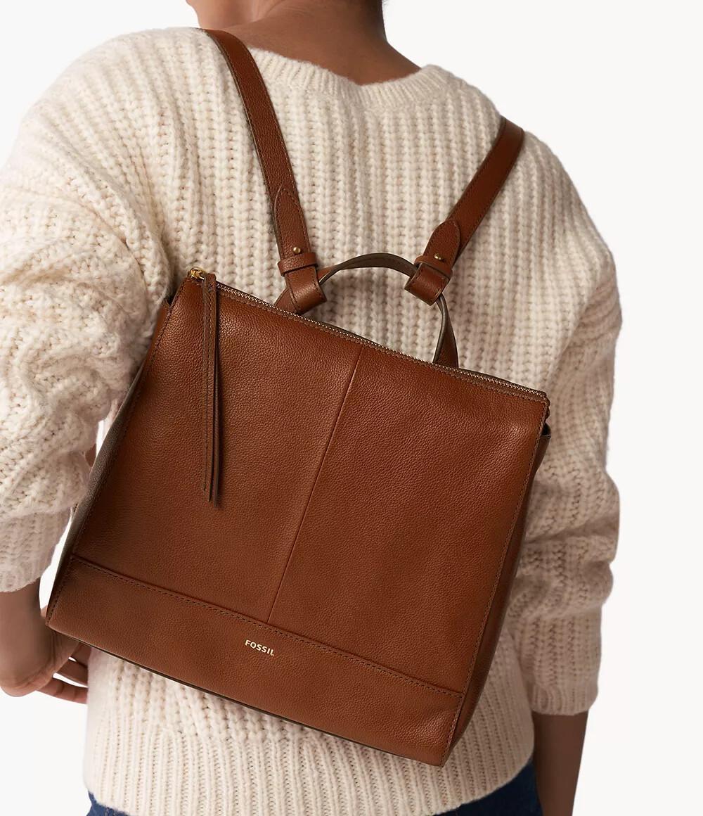 Fossil - Fossil Elina Convertible Small Brown Backpack on  display picture 1