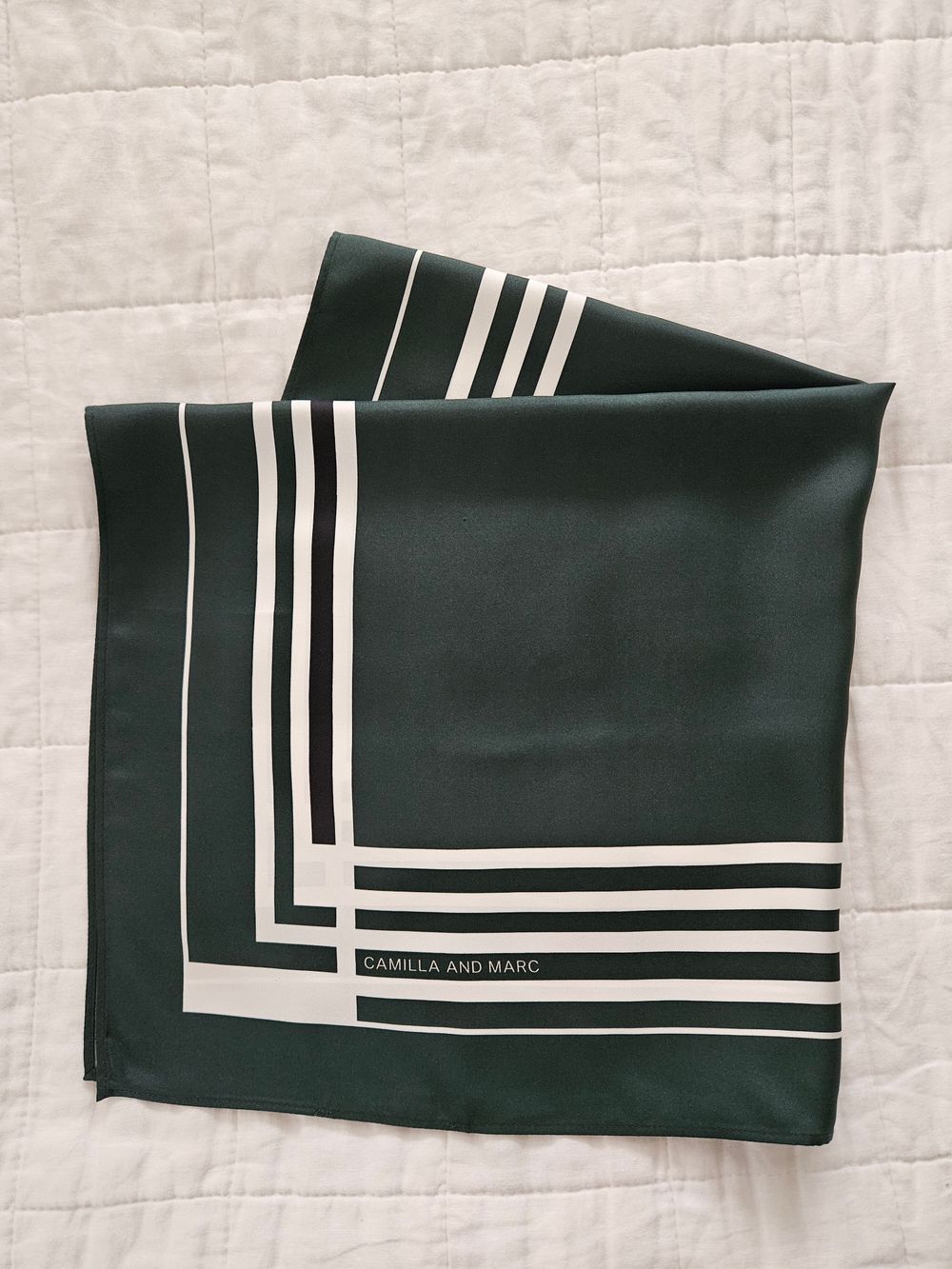 Camilla and Marc Green and White Stripe Scarf