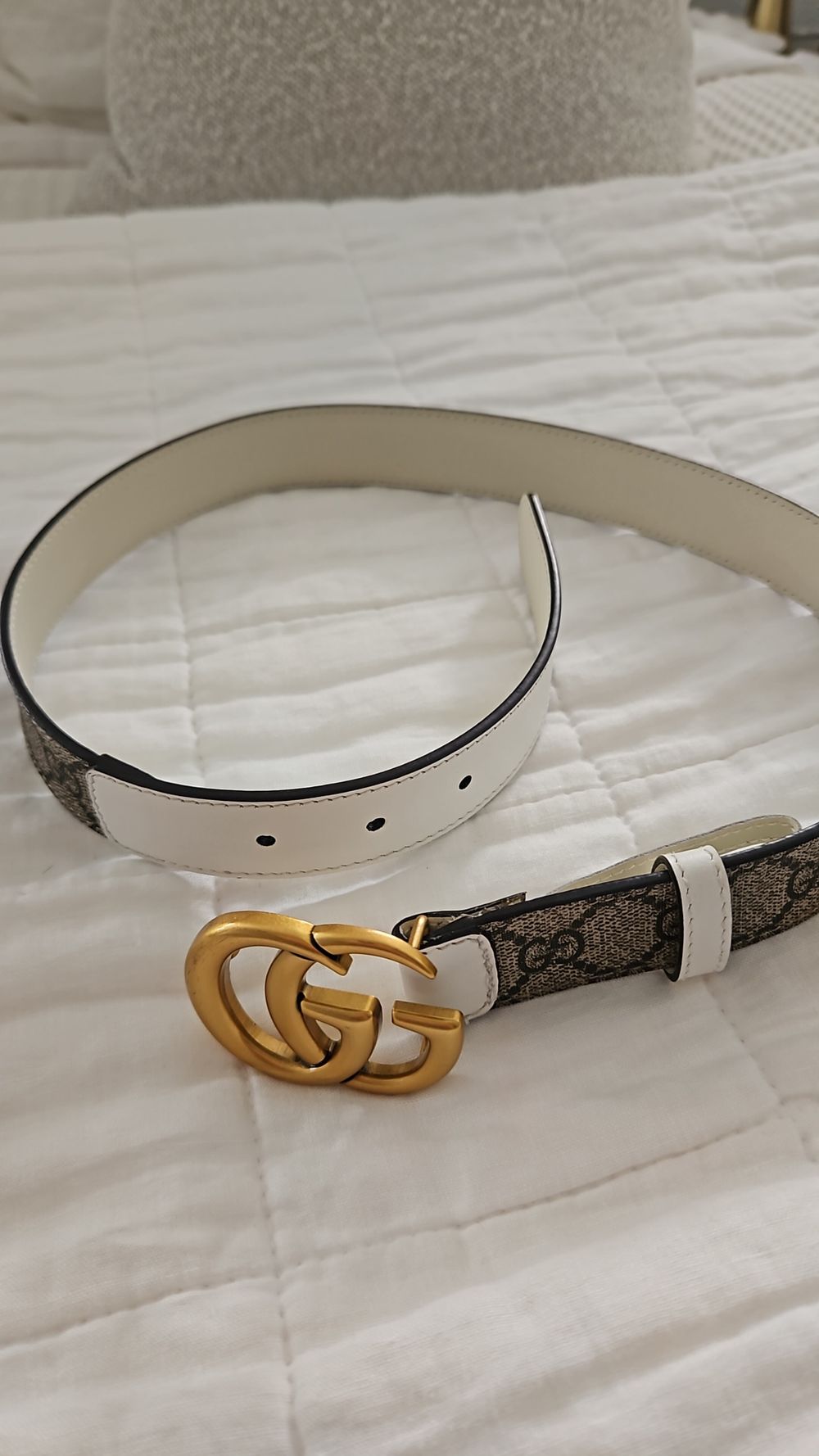 G buckle monogram white belt