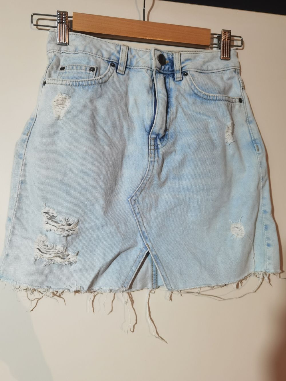 H&M Distressed Denim Skirt, 6