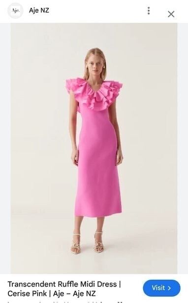 aje transcendent ruffle midi dress Transcendent Ruffle Midi Dress | Cerise Pink