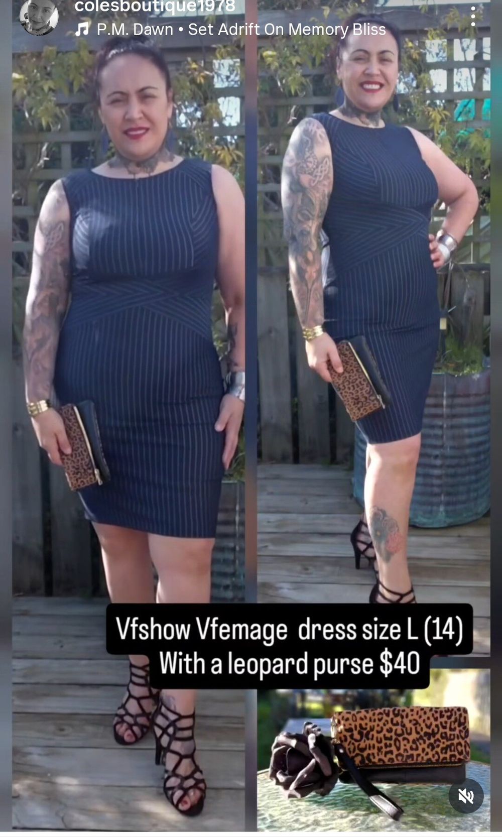 Vfshow Vfemage Navy Pinstripe Dress