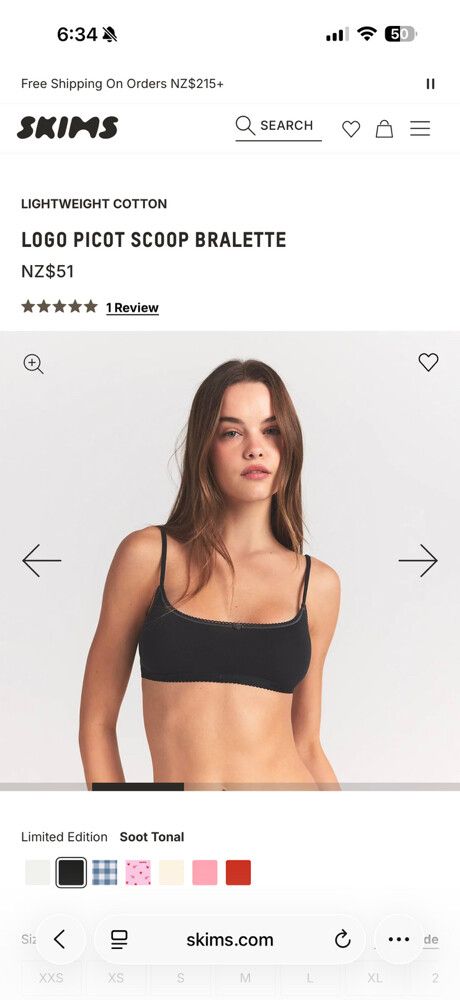 Skims Black Logo Picot Scoop Bralette
