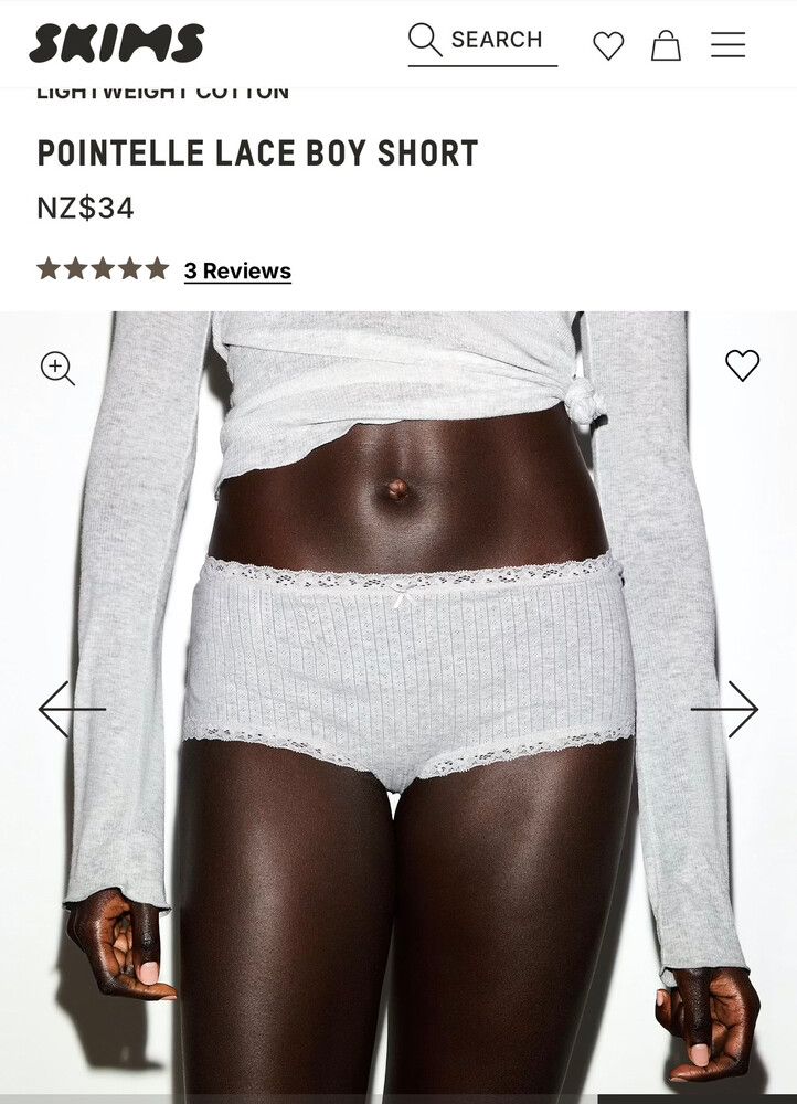 SKIMS Grey Pointelle Lace Boy Short