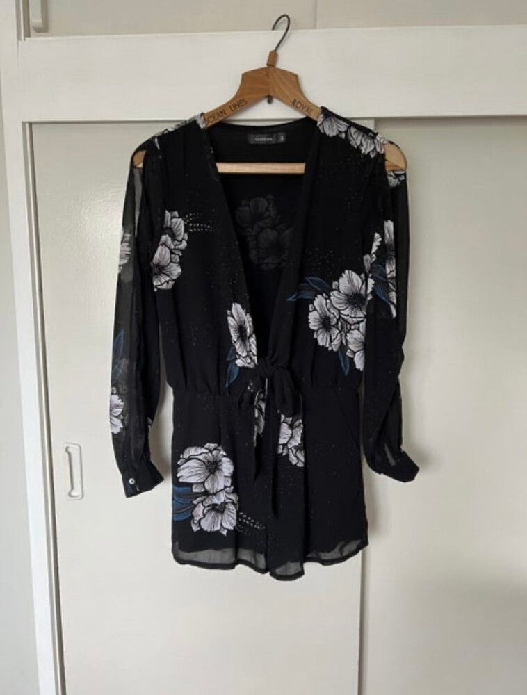 Glassons Black Floral Playsuit