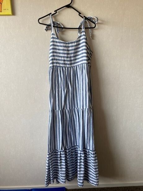 Zest stripe maxi dress 100% Linen