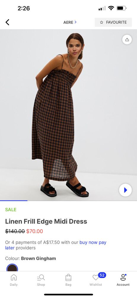 Aere - Aere Linen Frill Edge Midi Dress on Designer Wardrobe Aere - Aere Linen Frill Edge Midi Dress on Designer Wardrobe
