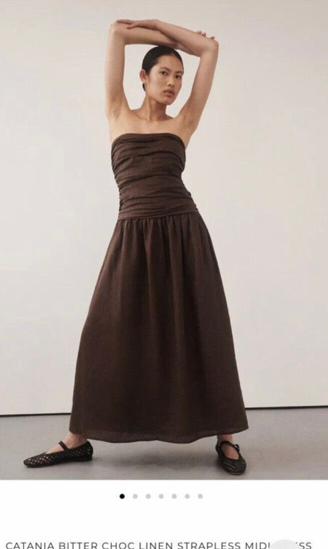 DISSH - DISSH Brown Strapless Midi Dress on Designer Wardrobe