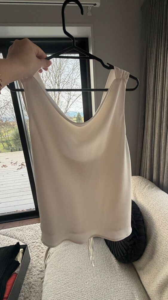RUBY Cream Satin Cowl Neck Top