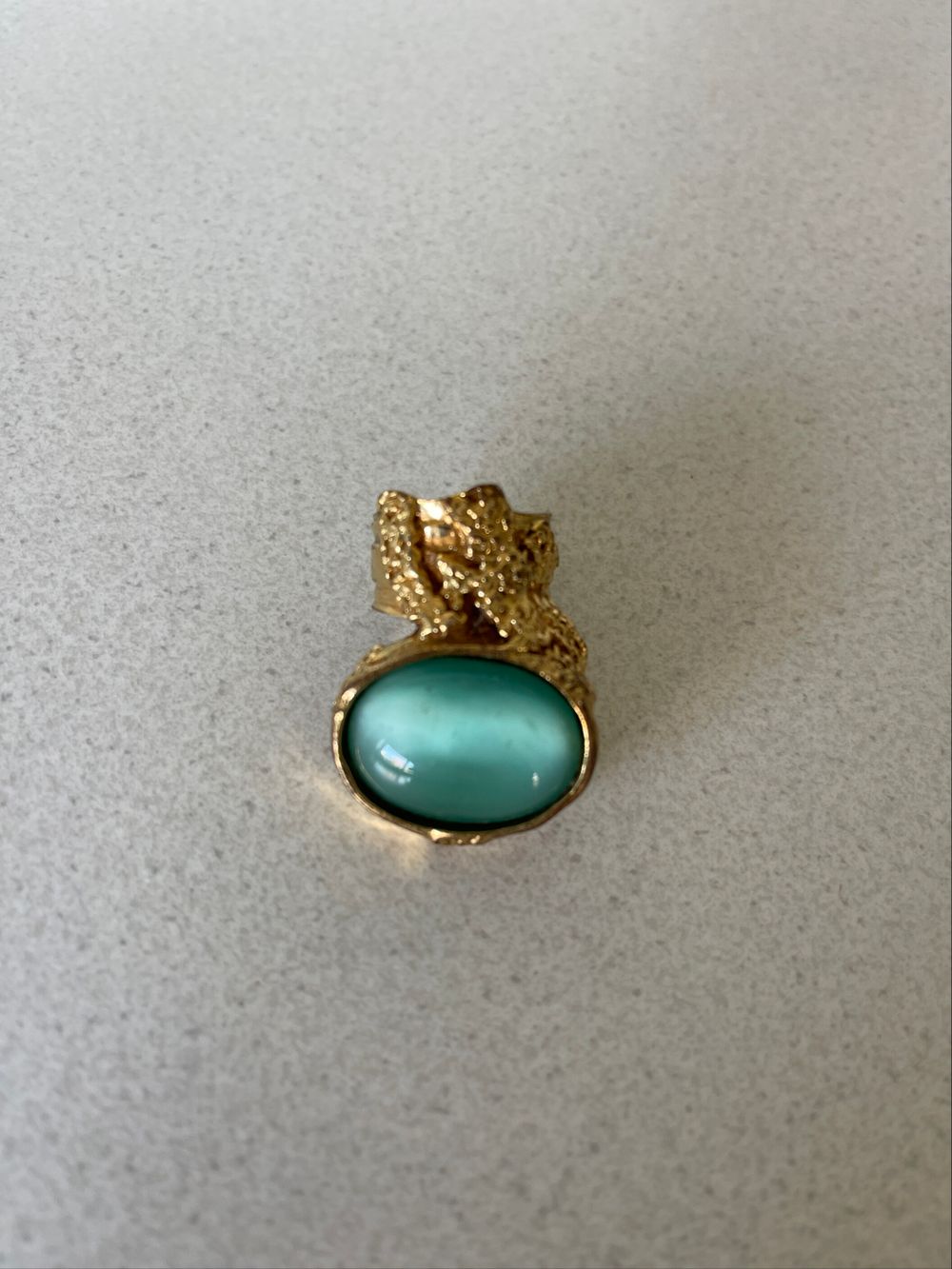 Rare Vintage Yves Saint Laurent Statement Ring – Turquoise Cabochon, Size 7