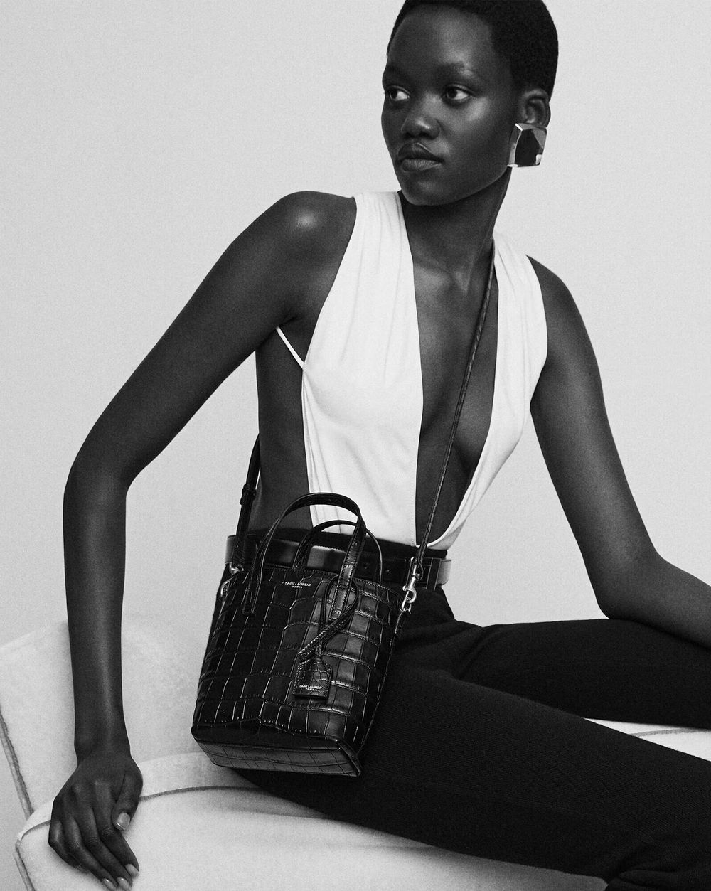 MINI TOY SHOPPING SAINT LAURENT IN CROCODILE-EMBOSSED LEATHER