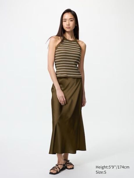 Olive Brown Satin Skirt