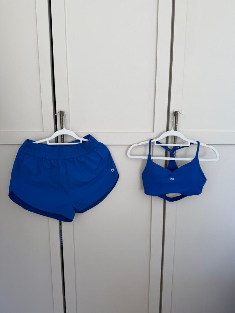 CSB x Beis run shorts and crop top