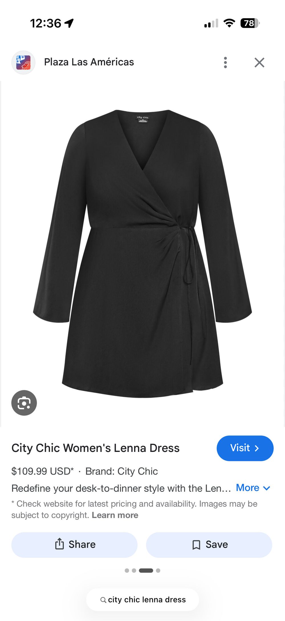 City Chic Black Wrap Dress