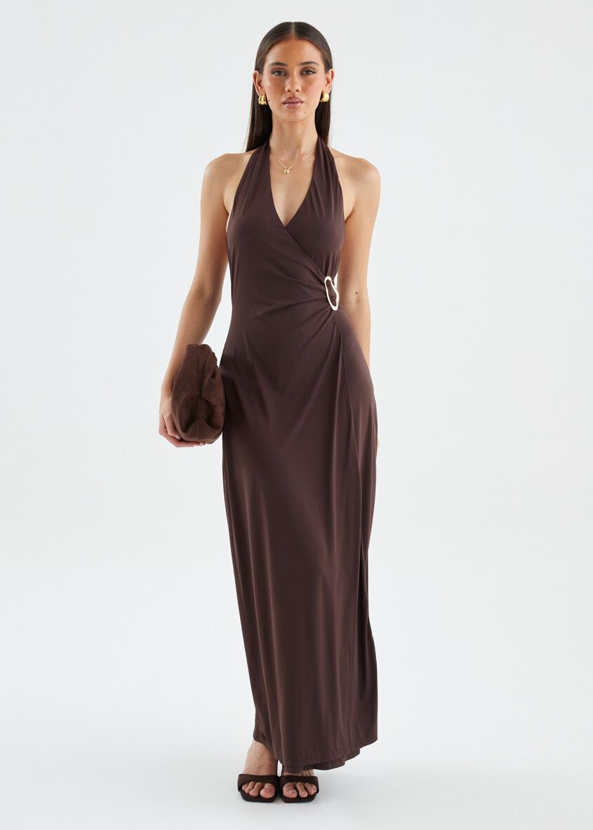 bronze snake brown dress BRONZE SNAKE Josie zebra striped maxi dress in brown