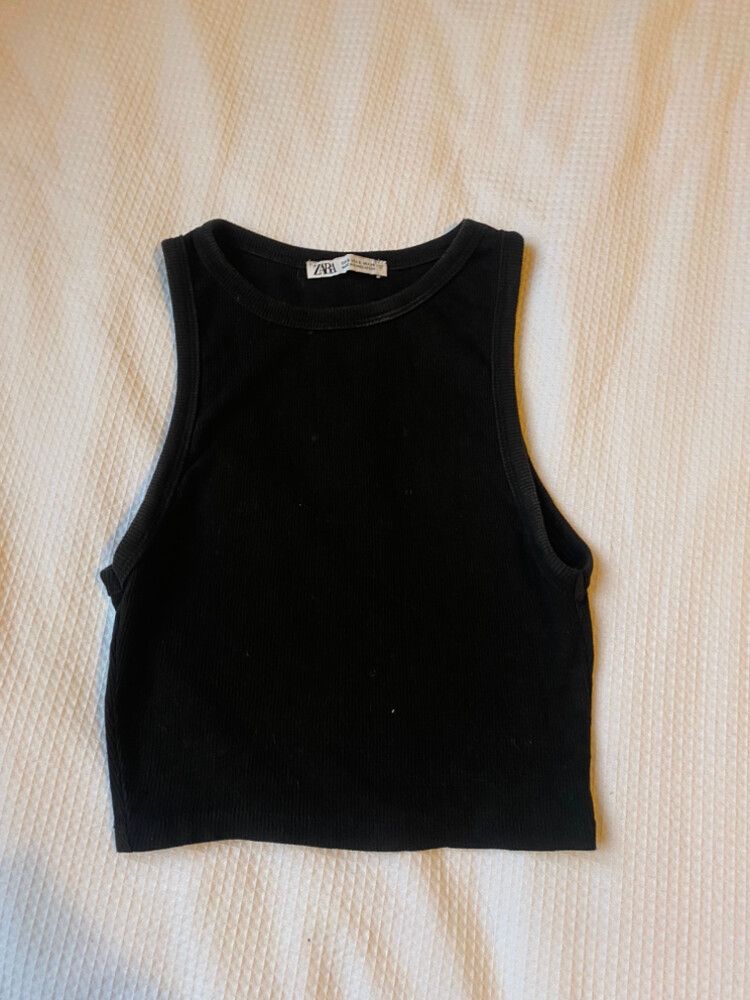 Zara Black Ribbed Top