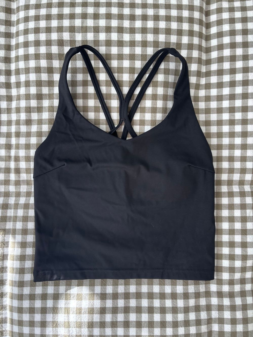 black sculpting strappy bralette