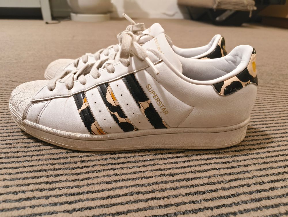 Adidas - Adidas/Marimekko White Superstar Sneakers on Designer Wardrobe