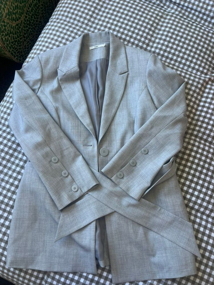 RUBY Grey Check Blazer Size 16