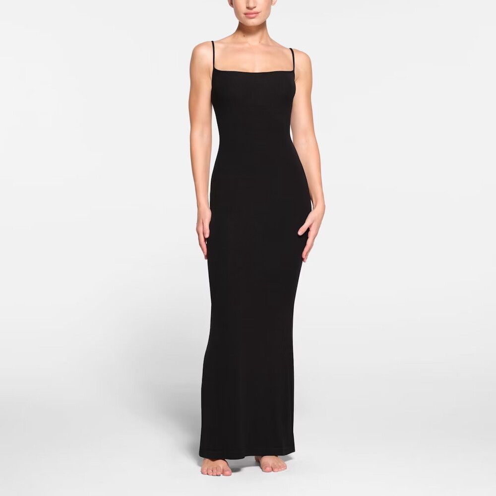 black skims slip dress