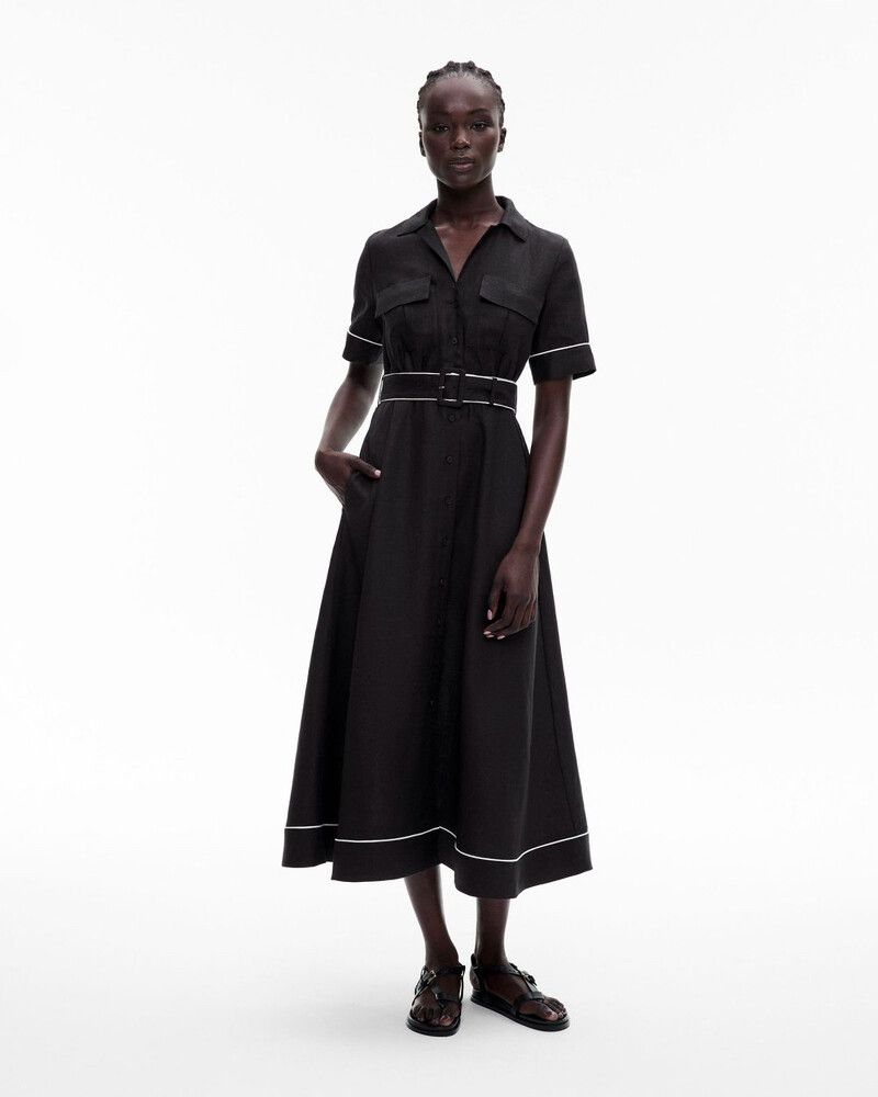 Witchery Black Linen Midi Dress