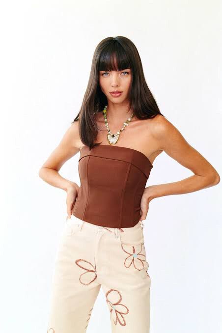 トップス withjean Carla Corset chocolate XS With Jean - With Jean Carla Corset Top Chocolate on Designer Wardrobe