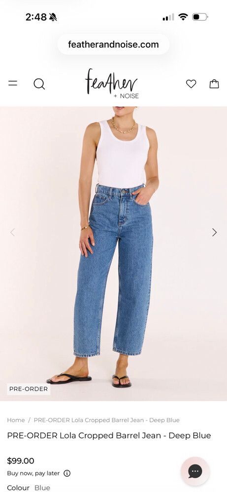 Feather + Noise Blue Crop Lola Barrel Jeans