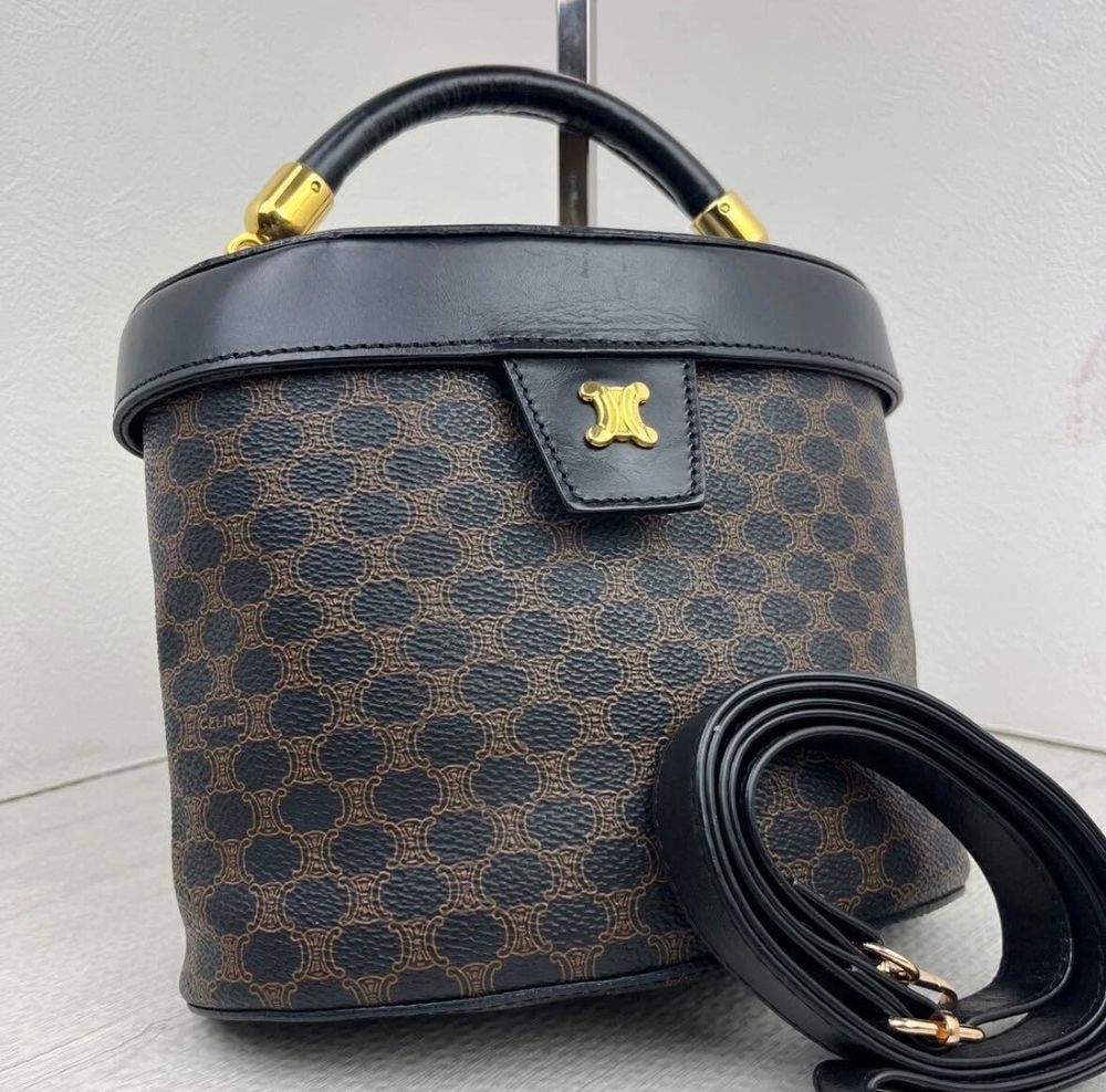 CELINE Vanity 2Way Crossbody Bag Macadam Triomphe