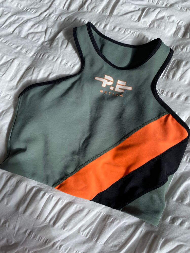 PE Nation Green Orange Black Crop Top