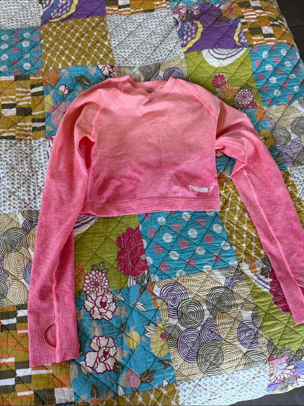 Gymshark Pink Ombre Long Sleeve Crop Top