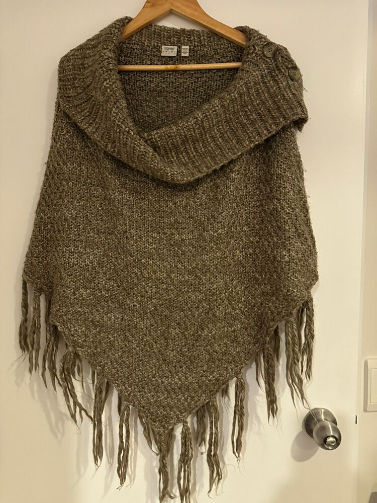 Esprit Brown Tasselled Poncho
