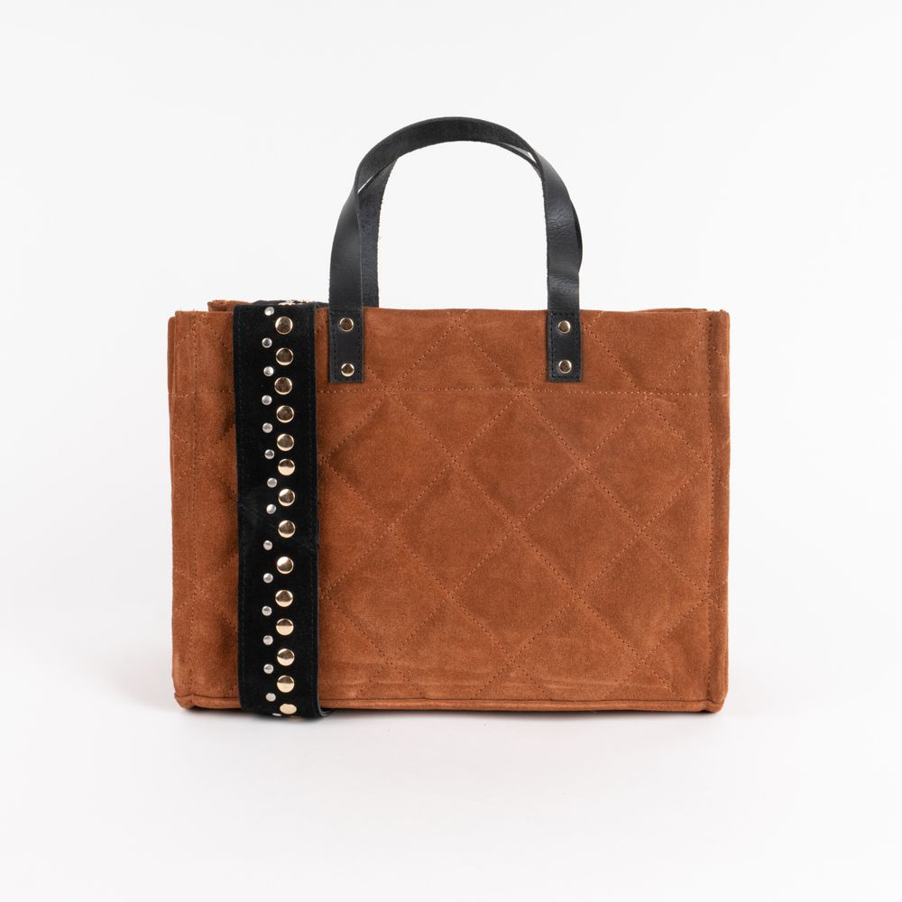 ALICE SHOPPER - Suede Quilted Orange Tote Bag