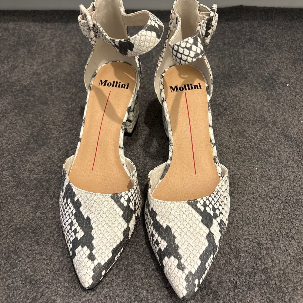 Mollini White Snake Print Heels