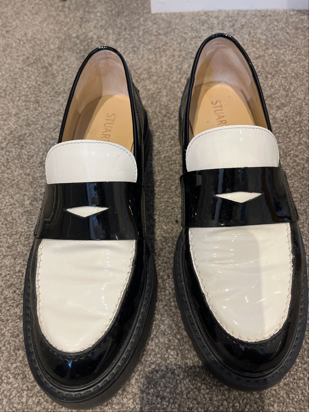 Stuart Weitzman Black White Loafers Size 8/38