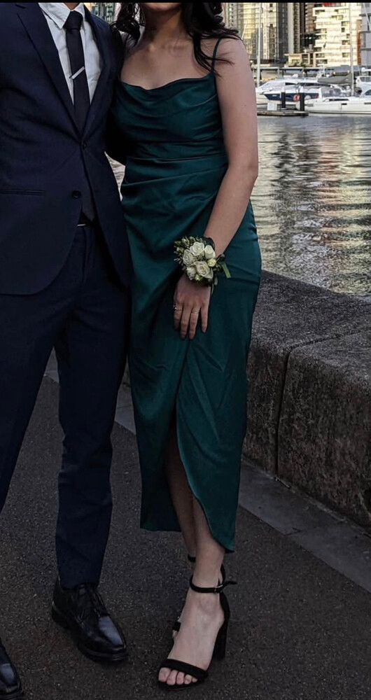 Forever New Green Cowl Midi Dress Size 8