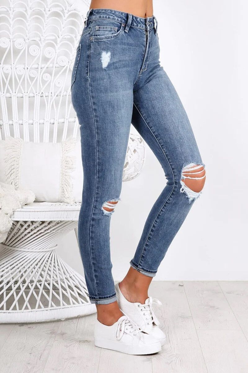 Riders Blue Distressed Skinny Jeans