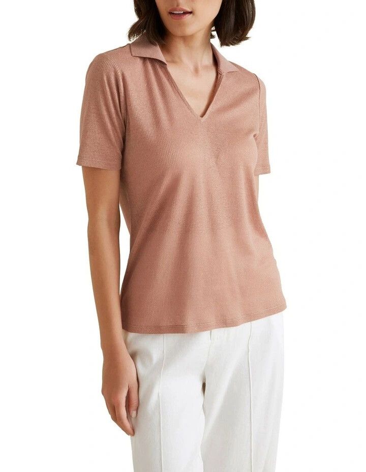 Seed Heritage Coral Pink Top Size S
